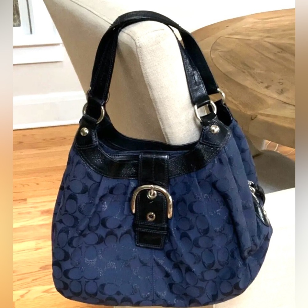 COACH 16045 Soho Lynn Hobo Shoulder Bag Shimmer Navy